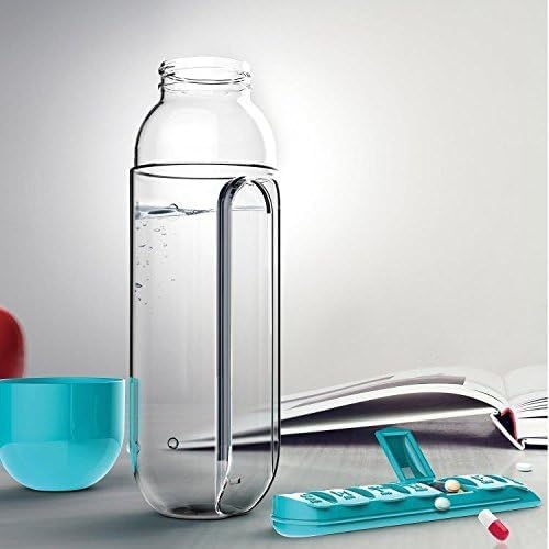 UM - Portable Pill Box & Water Bottle Combo – Convenient Medicine Organizer for Elderly, Multicolor