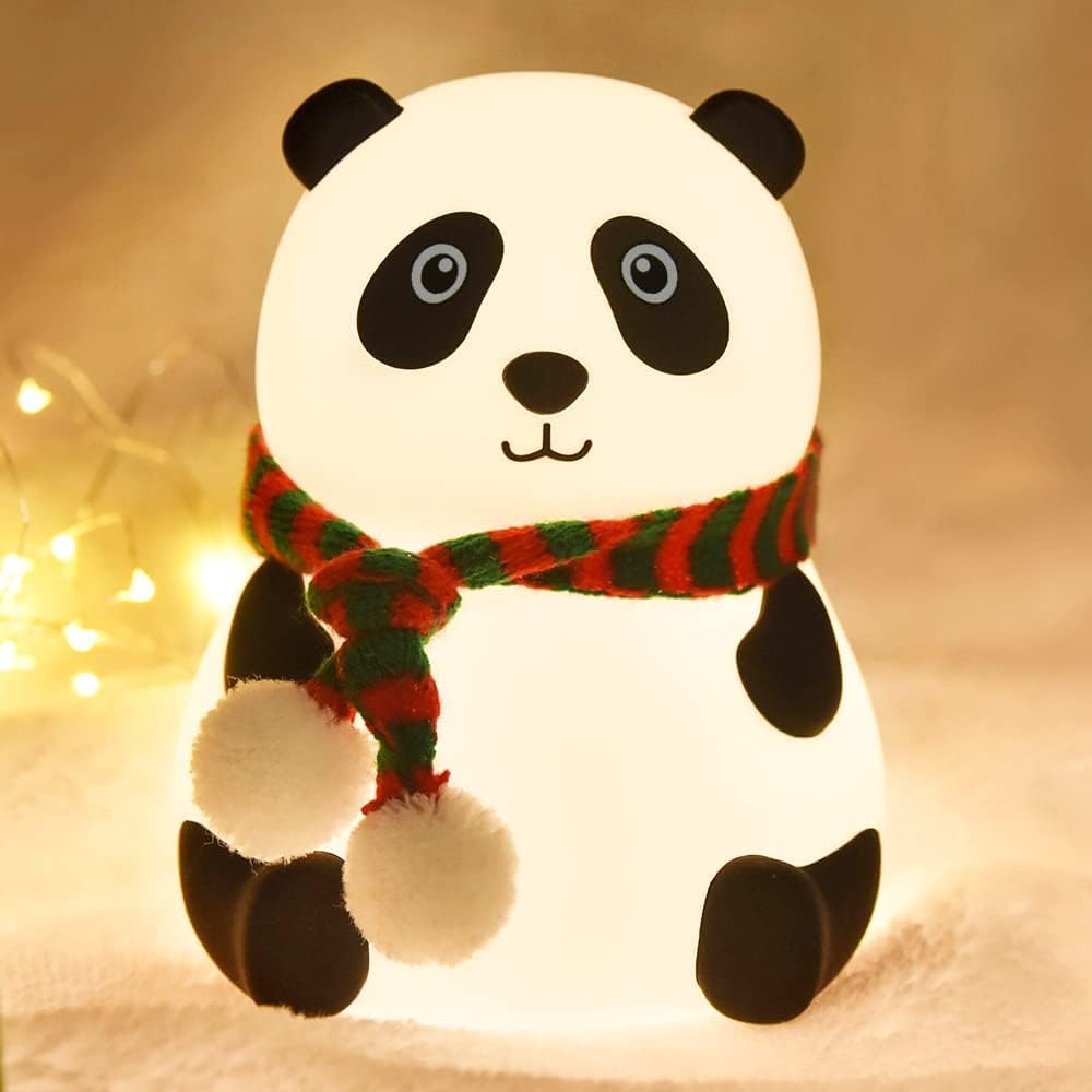 UM - LED Panda Night Lamp – Touch-Activated Silicone Design with 7 Color-Changing Lights, USB Rechargeable, Perfect for Kids' Bedrooms