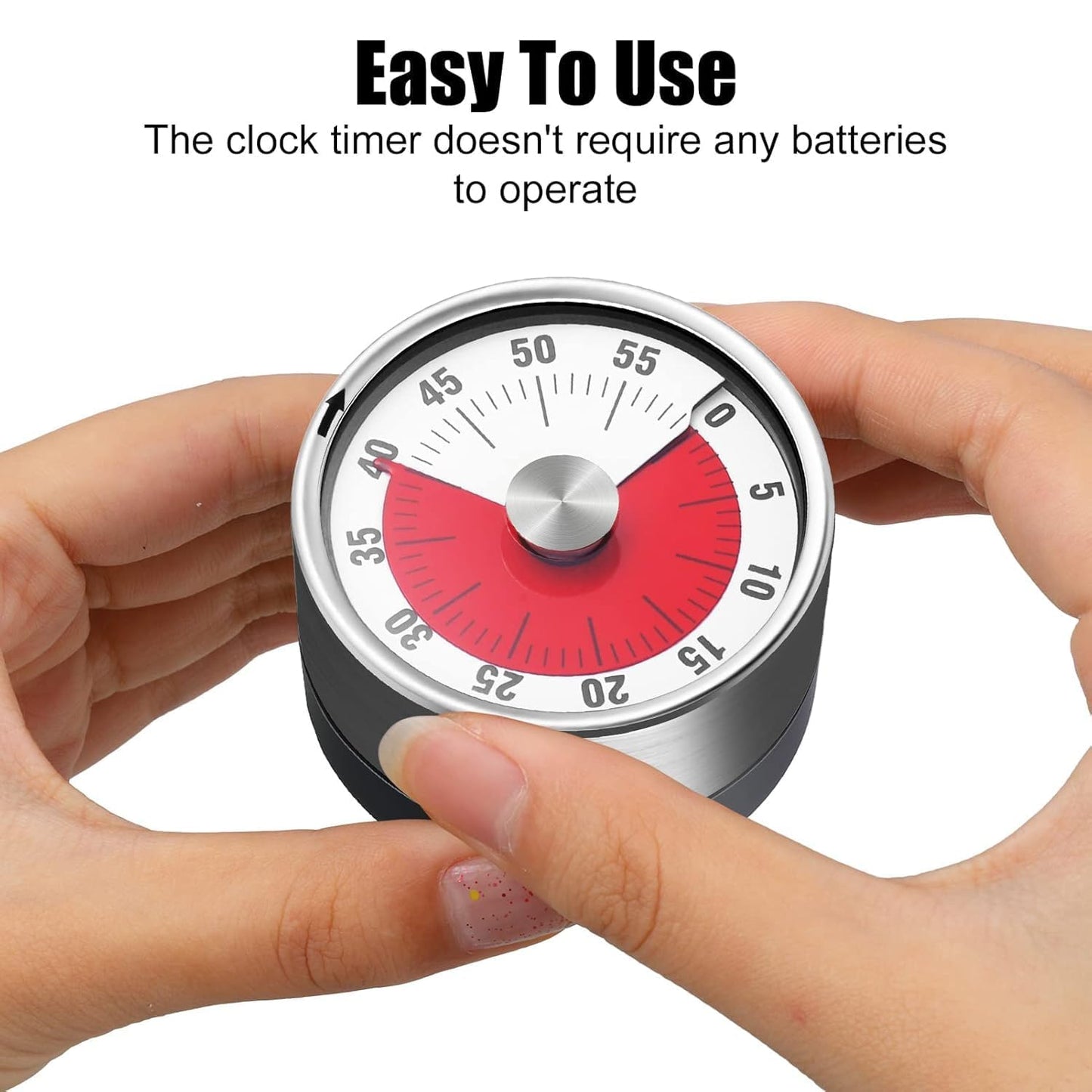 UM - Magnetic 60-Minute Visual Kitchen Timer for Kids – Loud Alarm, Stainless Steel Design, Perfect for Cooking, Baking & Study!