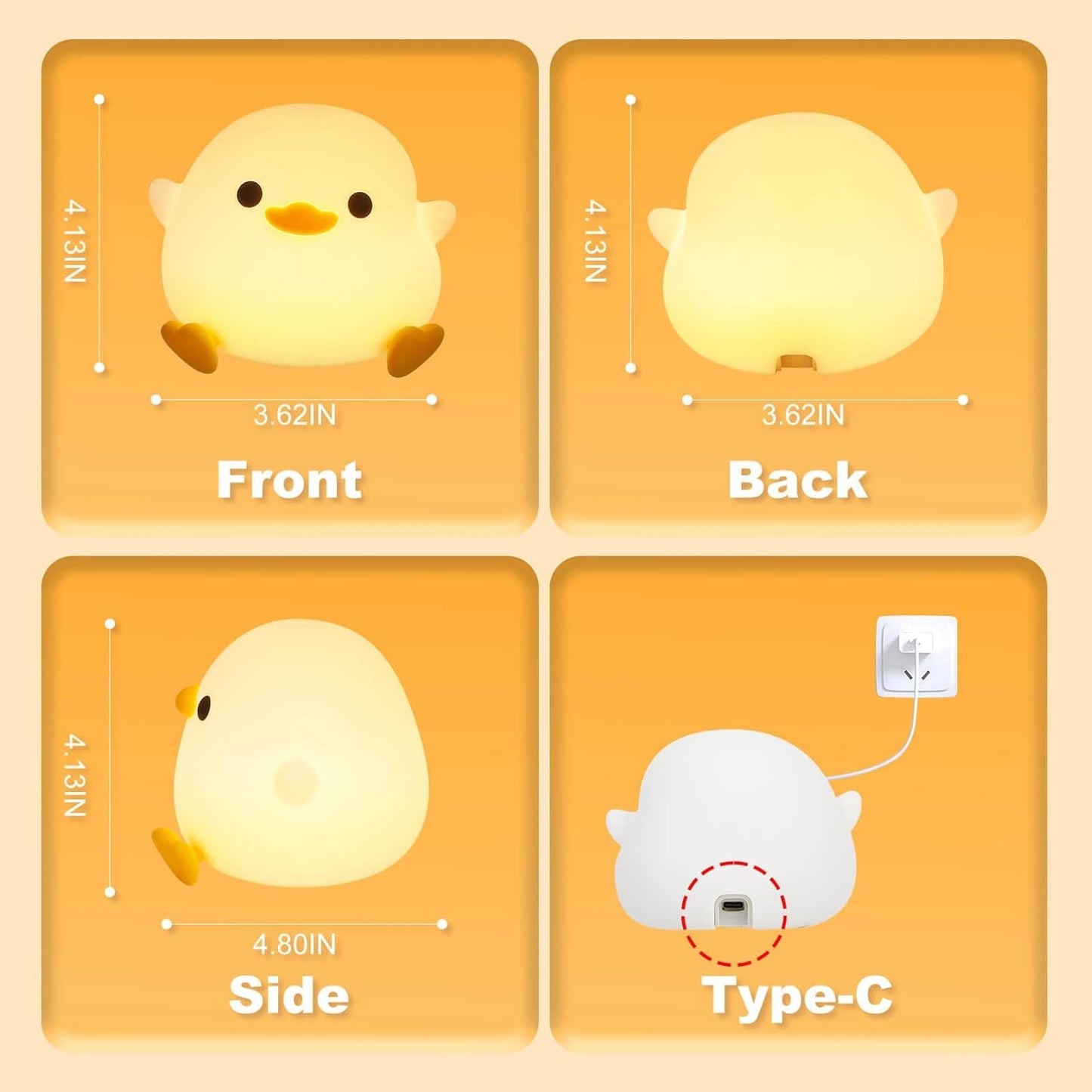 UM - Adorable Dodo Duck Night Light – Rechargeable Silicone LED Lamp with Dimmable Glow, Touch Control & 20-Minute Timer, Perfect for Bedrooms, Nurseries, and Living Rooms
