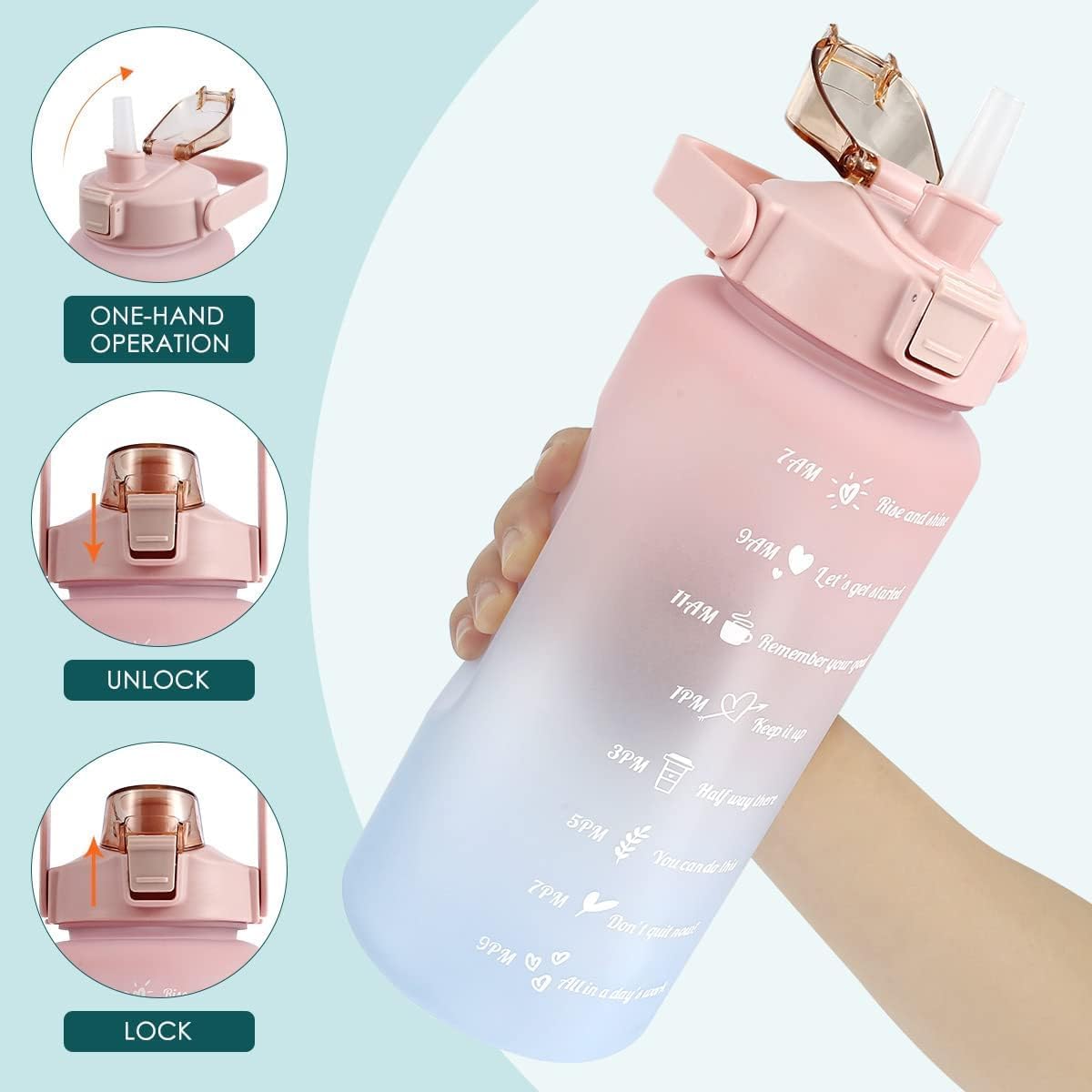 UM - Set of 3 Leakproof, Unbreakable Water Bottles with Time & Capacity Markers – Perfect for Daily Hydration Tracking at the Gym, Office, and More (Multicolour)