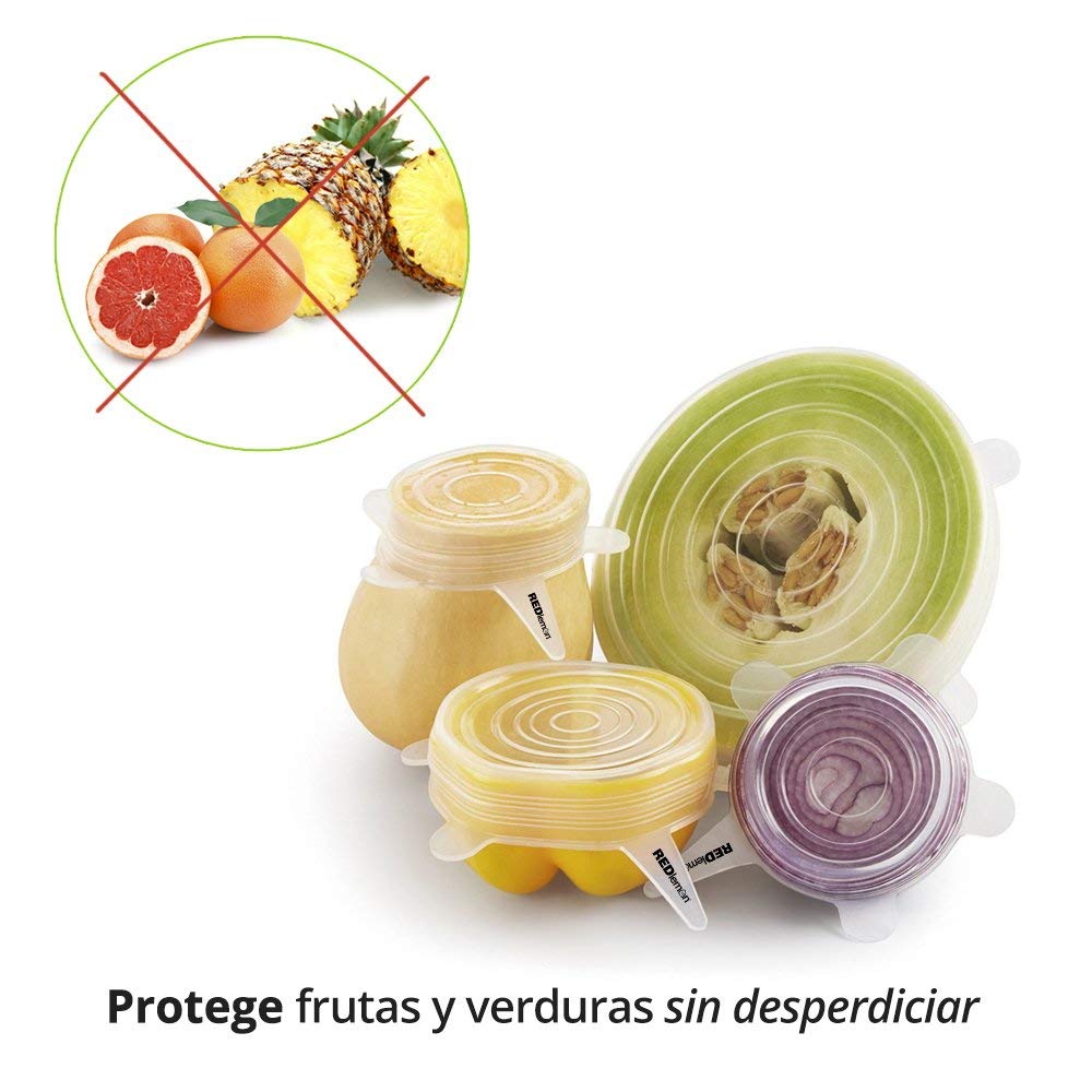 UM - Reusable Elastic Silicone Lids – Set of 6 Sizes, Eco-Friendly Alternative to Plastic Wrap for Fresh Food Storage