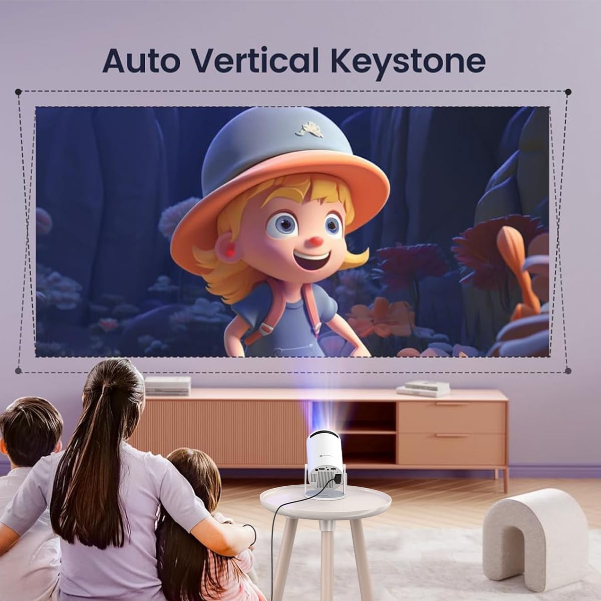 4K - Supported Smart Home Projector – Native 720p HD, 2500 Lumens, Rotatable Design, Built-In Speaker, Android 11 with Netflix, Prime & YouTube, WiFi Connectivity, Up to 100'' Display