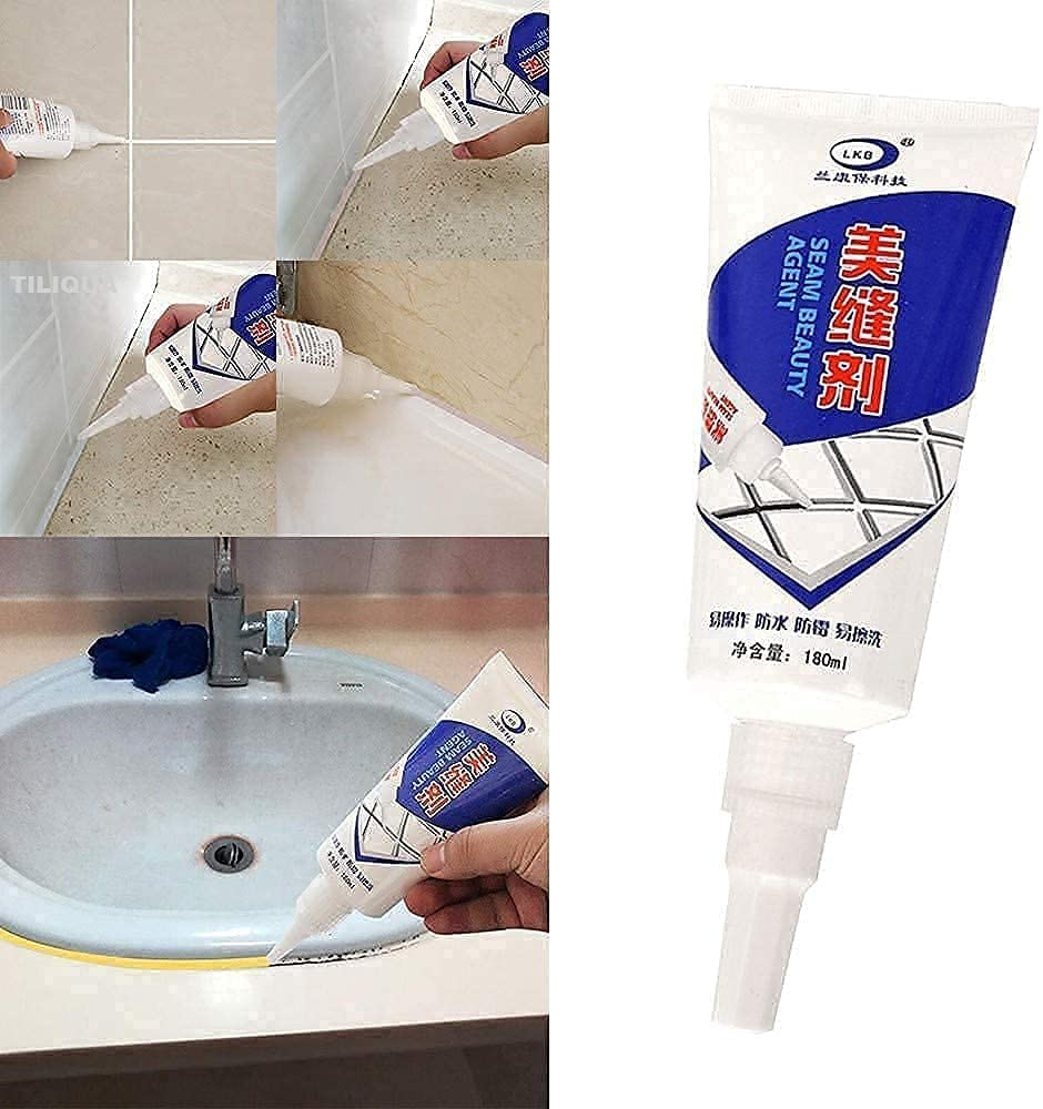 UM - 180ml Waterproof Tile Gap Filler & Crack Repair | DIY Silicone Sealant for Wall, Sink, and Grout Repairs | Durable, Easy-to-Use Tube (180ml)
