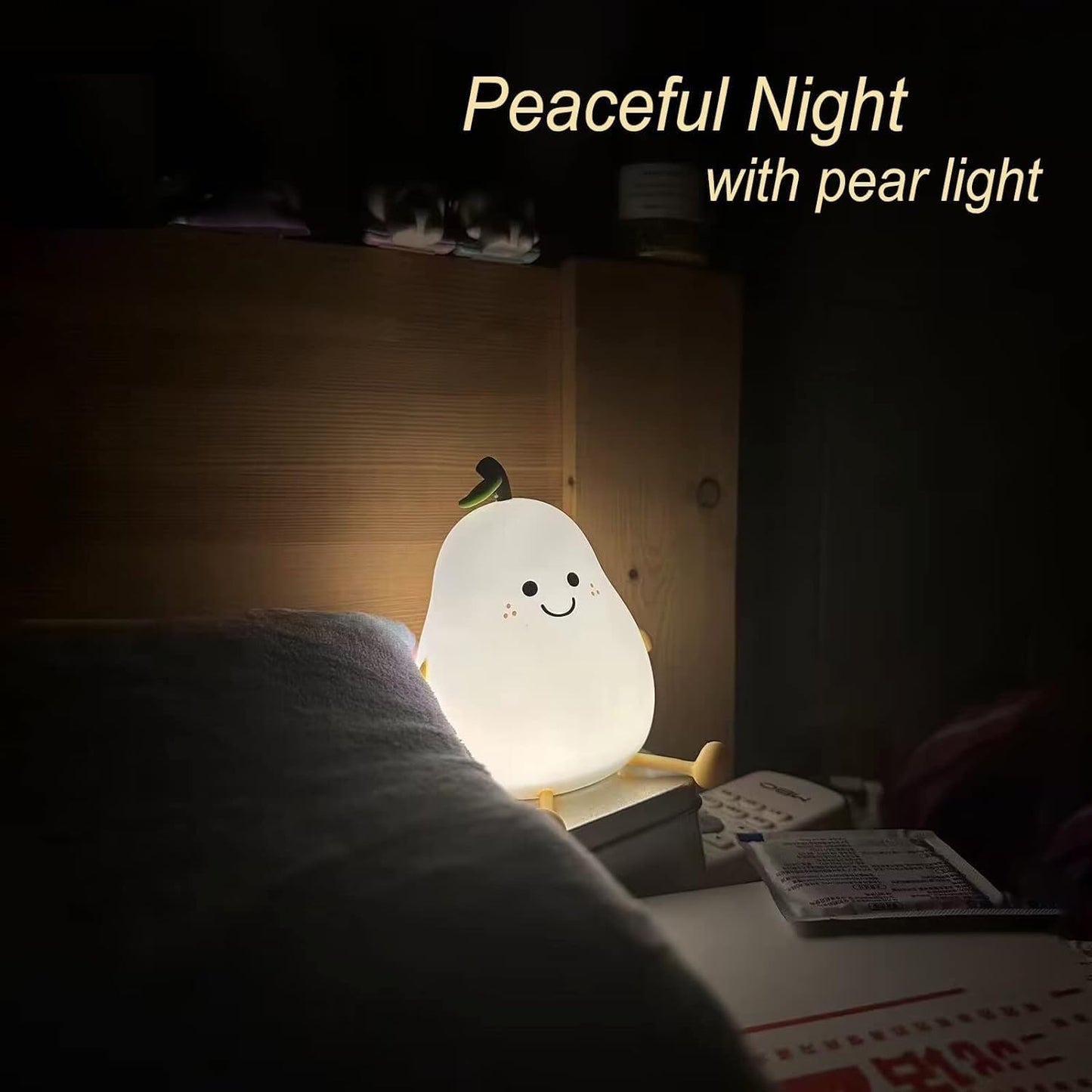 UM - Adorable Pear-Shaped Silicone Night Light for Kids – Touch Sensor, USB Rechargeable, Perfect Nursery Lamp & Gift for Babies, Toddlers, Boys & Girls – Ideal Christmas Gift