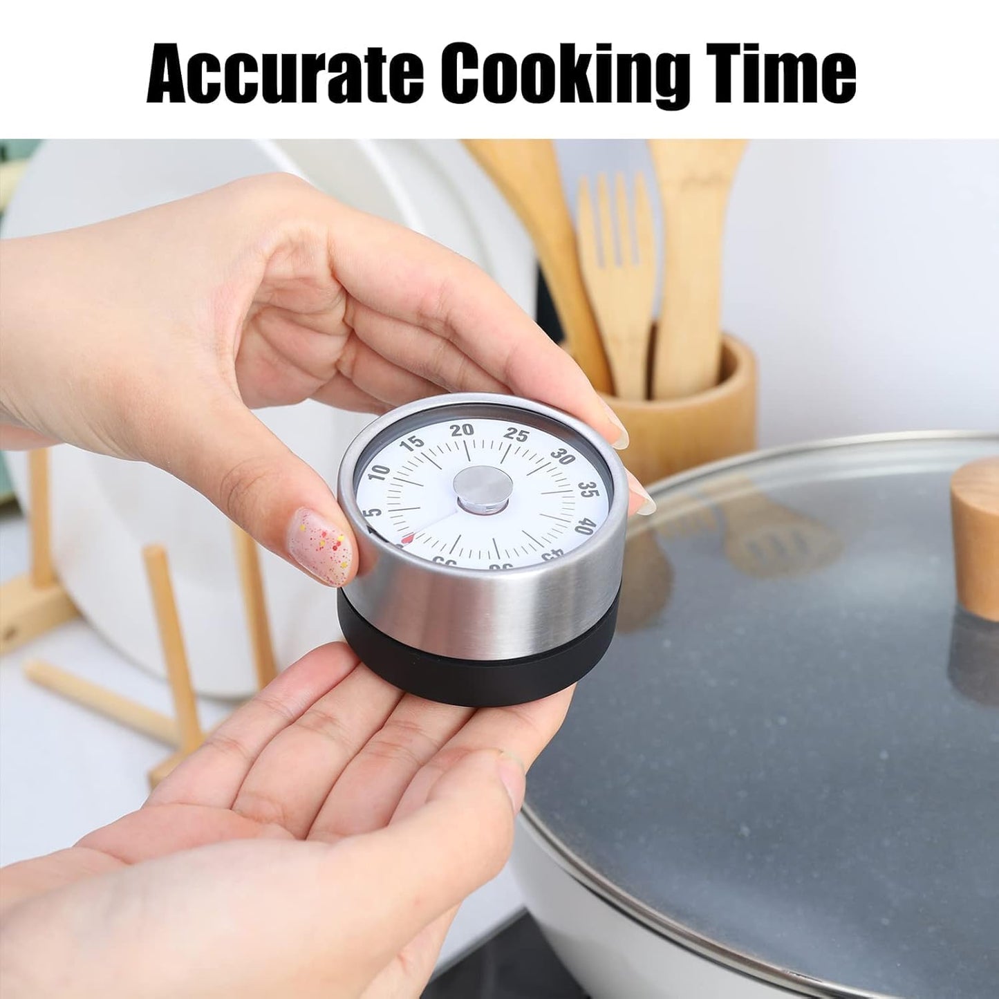 UM - Magnetic 60-Minute Visual Kitchen Timer for Kids – Loud Alarm, Stainless Steel Design, Perfect for Cooking, Baking & Study!