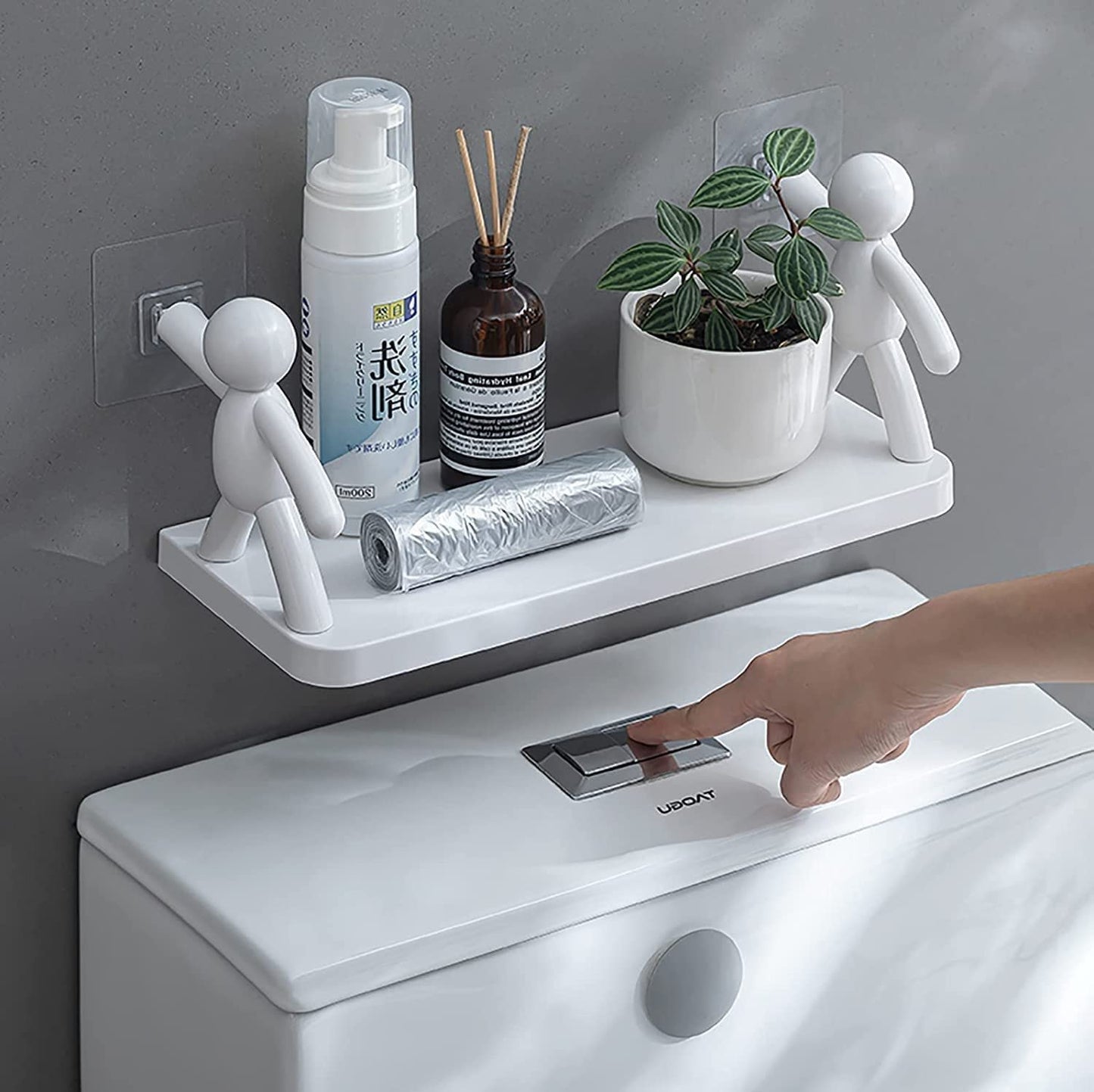 UM - Self-Adhesive Wall-Mounted Storage Rack – Stylish Bathroom Shelf for Organizing, Office Display, and Bookshelf Needs