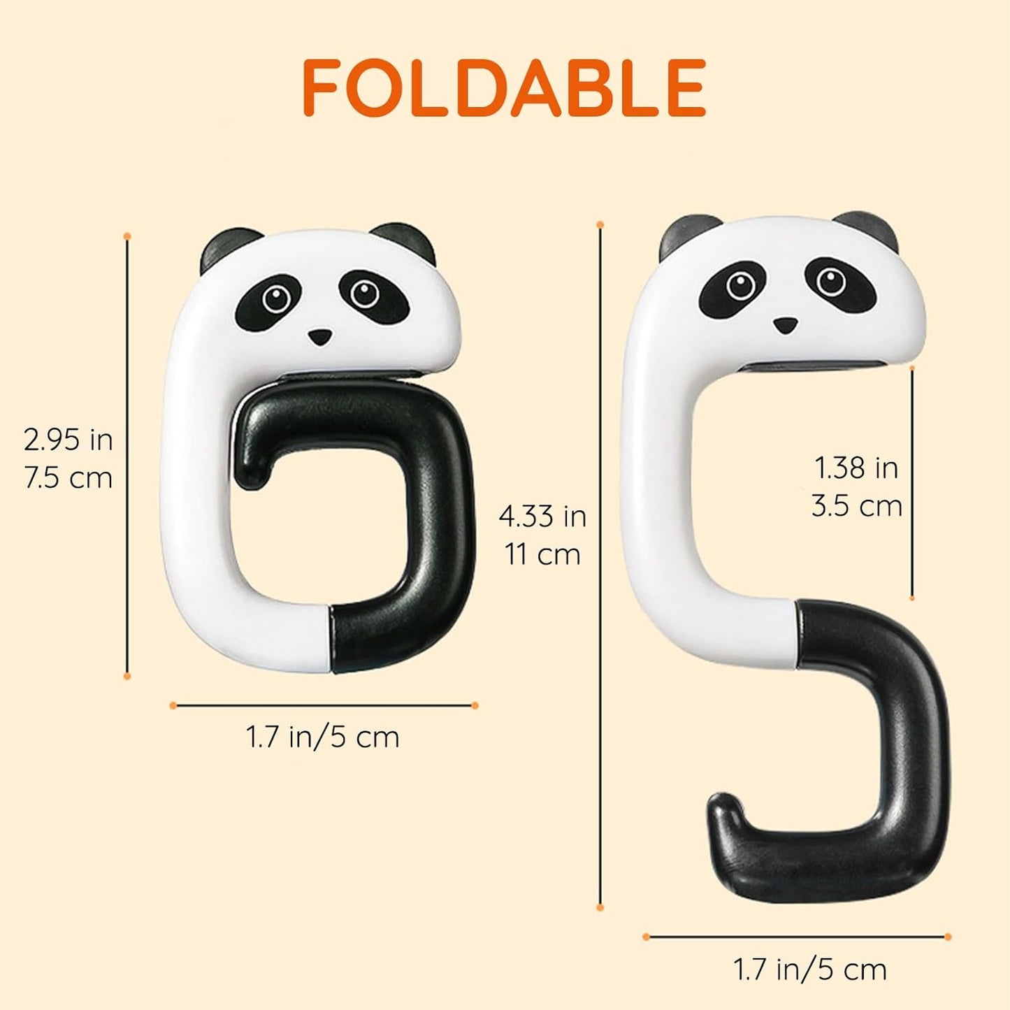 UM -Adorable Panda Foldable Purse Hook – Portable Table Handbag Hanger for Desks, Heavy-Duty Universal Holder for Bags, Backpacks, Headphones, & More – Compact Under-Desk Design