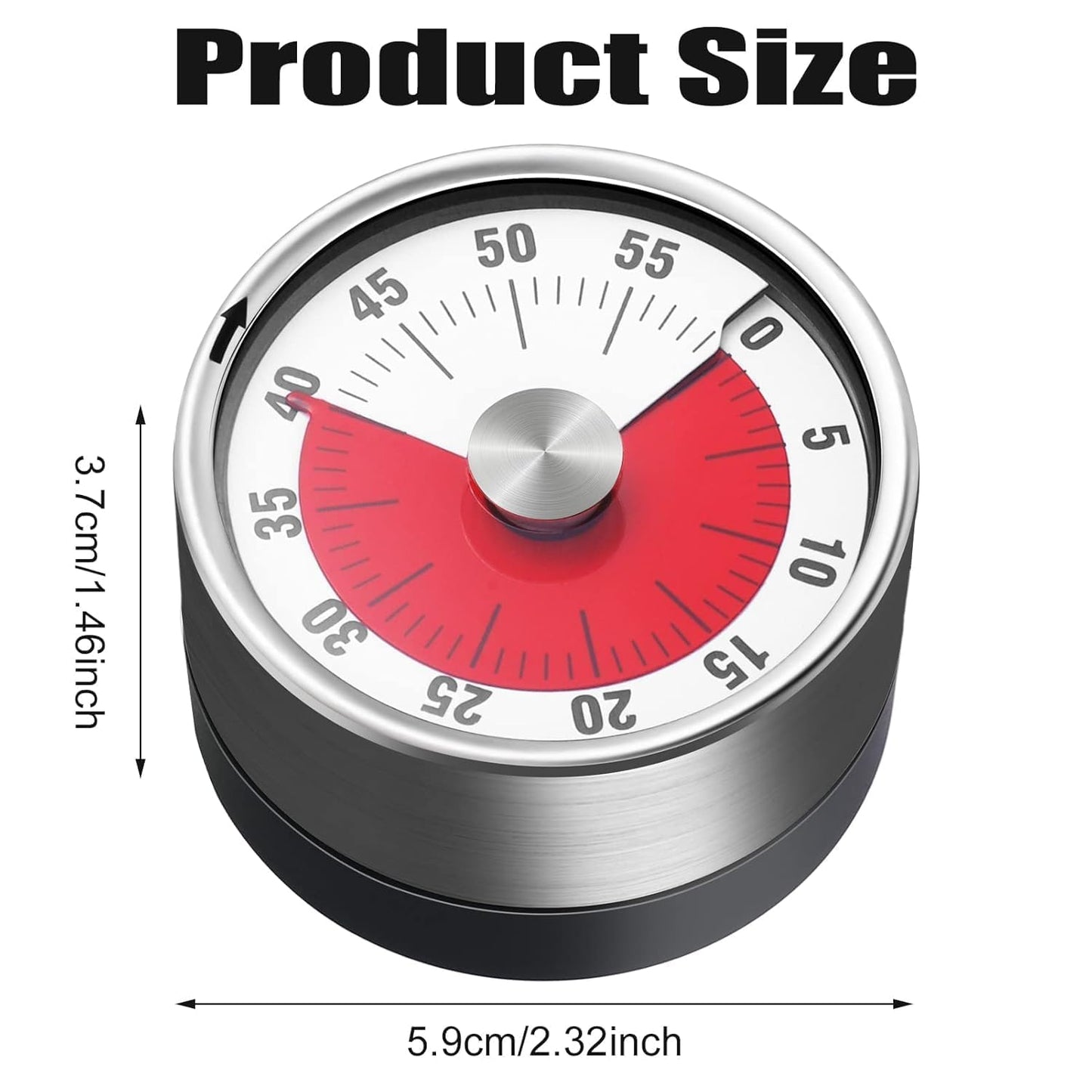 UM - Magnetic 60-Minute Visual Kitchen Timer for Kids – Loud Alarm, Stainless Steel Design, Perfect for Cooking, Baking & Study!