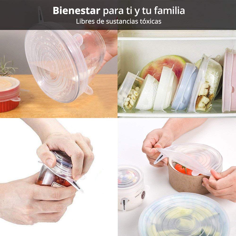 UM - Reusable Elastic Silicone Lids – Set of 6 Sizes, Eco-Friendly Alternative to Plastic Wrap for Fresh Food Storage