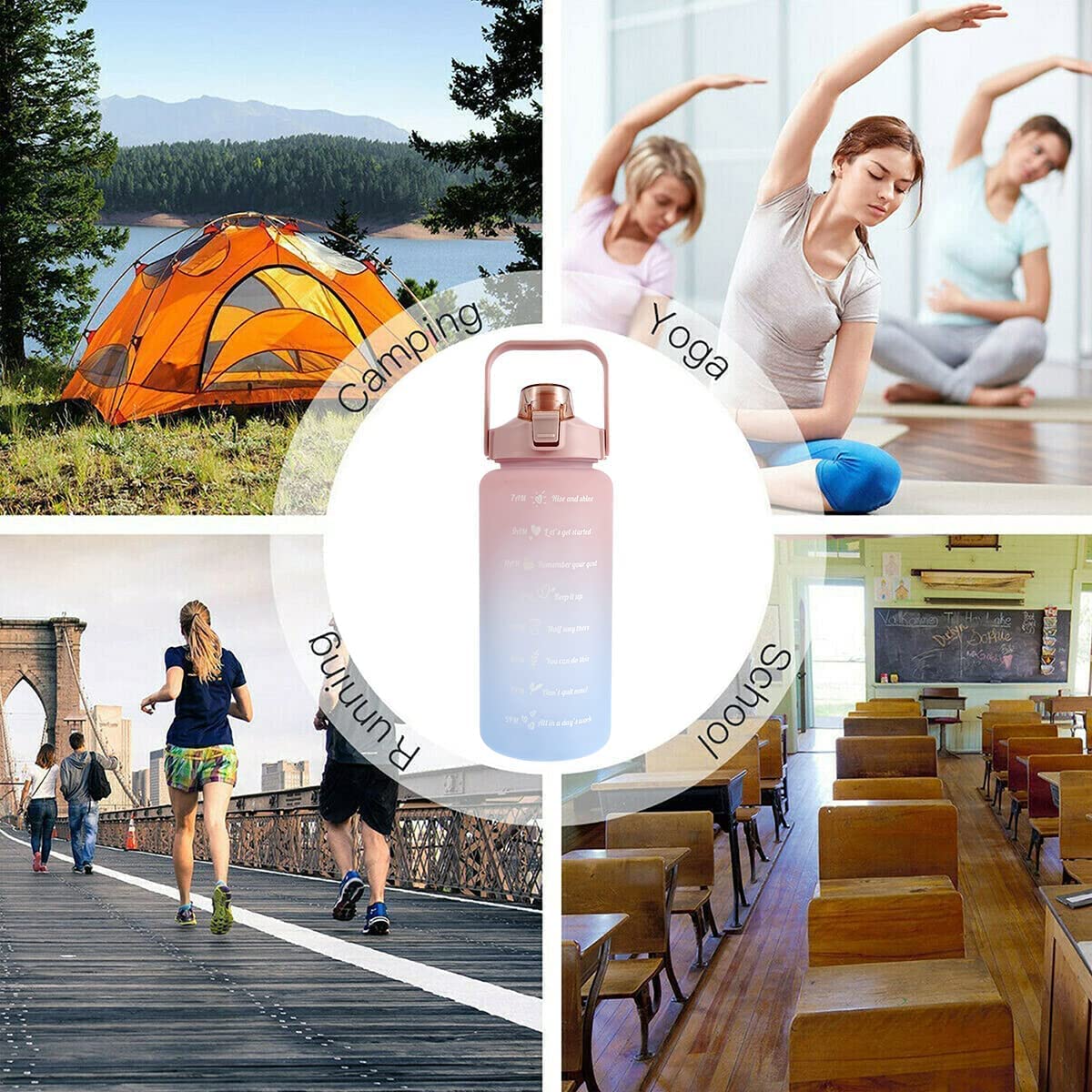 UM - Set of 3 Leakproof, Unbreakable Water Bottles with Time & Capacity Markers – Perfect for Daily Hydration Tracking at the Gym, Office, and More (Multicolour)