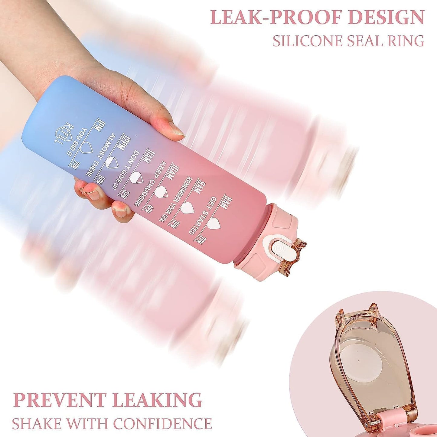 UM - Set of 3 Leakproof, Unbreakable Water Bottles with Time & Capacity Markers – Perfect for Daily Hydration Tracking at the Gym, Office, and More (Multicolour)