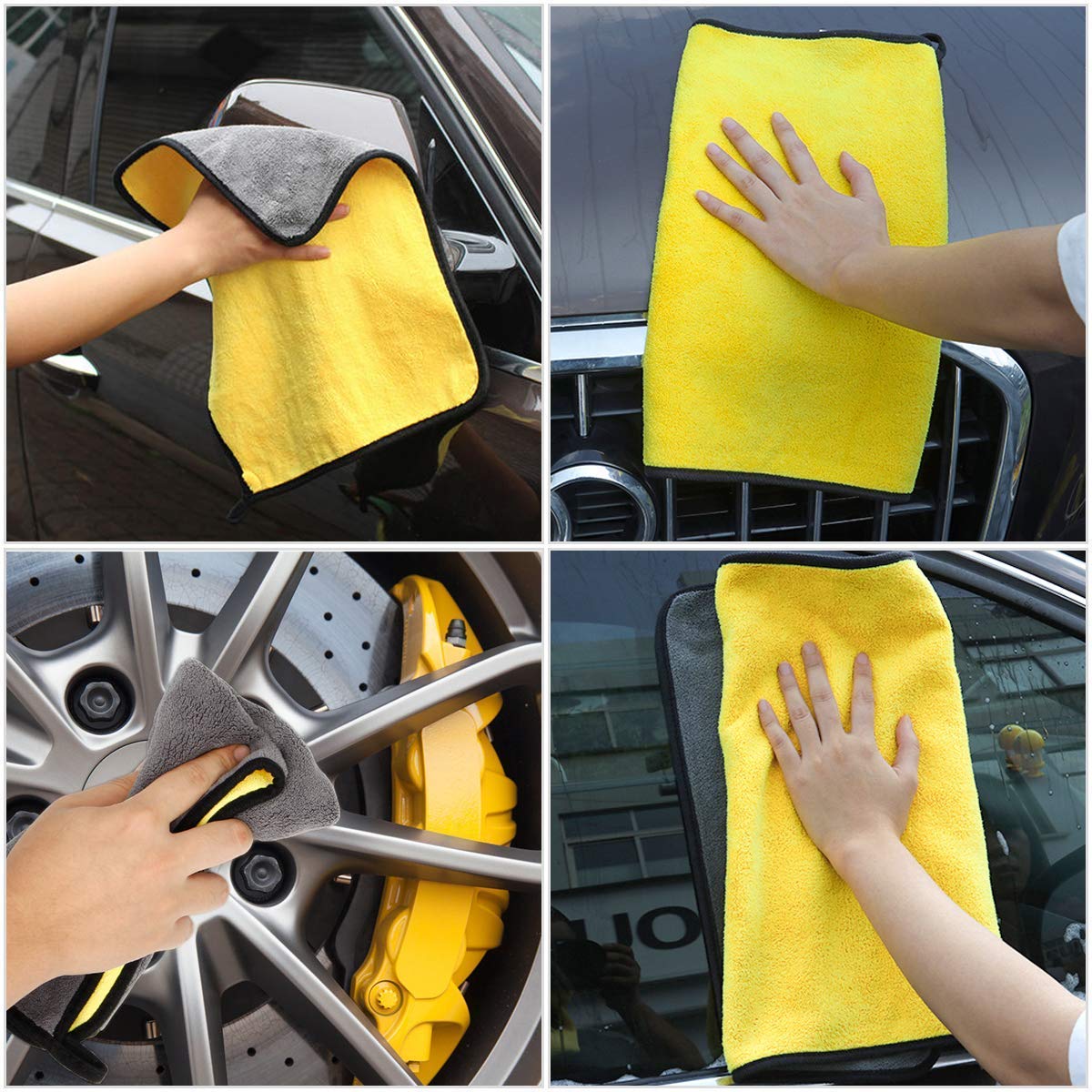 UM - Ultra-Thick 800 GSM Dual-Sided Microfiber Car Cleaning Towel – 40cm x 40cm, Lint-Free, Plush, Heavy-Duty Detailing Cloth, Multicolor (Single Pack)