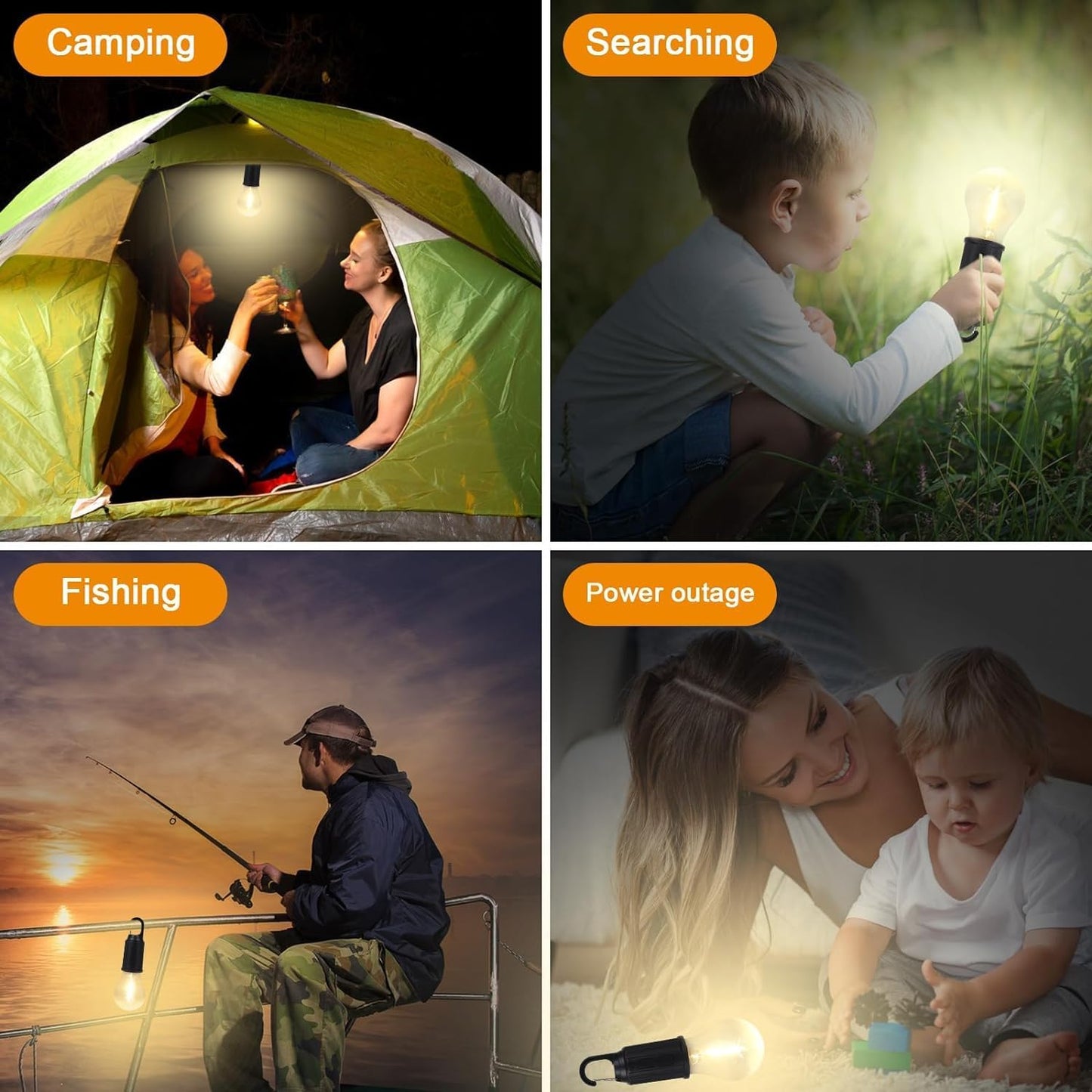 UM - Portable Rechargeable LED Camping Lantern - Waterproof Hanging Light with USB Charging, 3 Modes, Ideal for Camping, Hiking, Emergencies, Home Use & Car Repairs (Round)