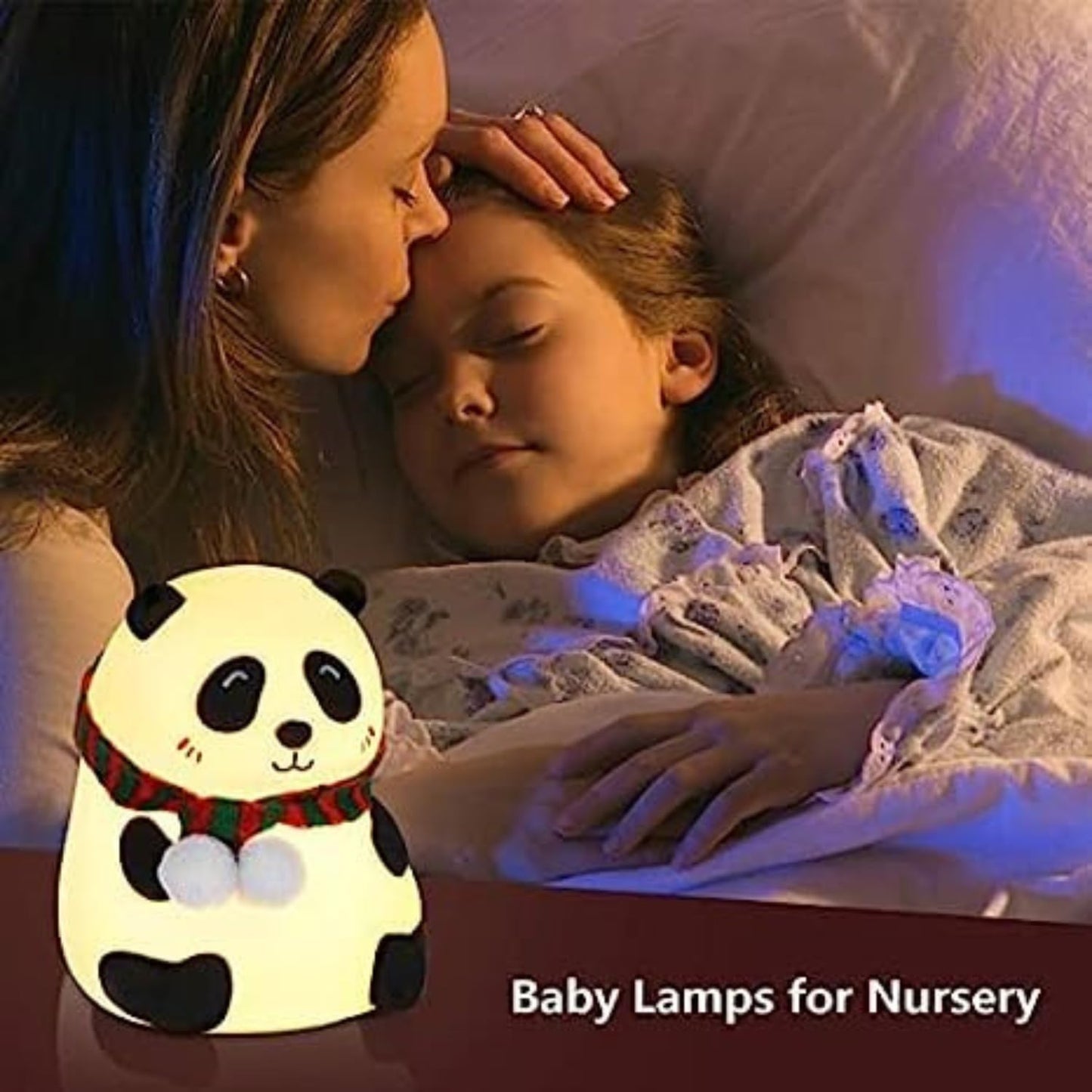 UM - LED Panda Night Lamp – Touch-Activated Silicone Design with 7 Color-Changing Lights, USB Rechargeable, Perfect for Kids' Bedrooms