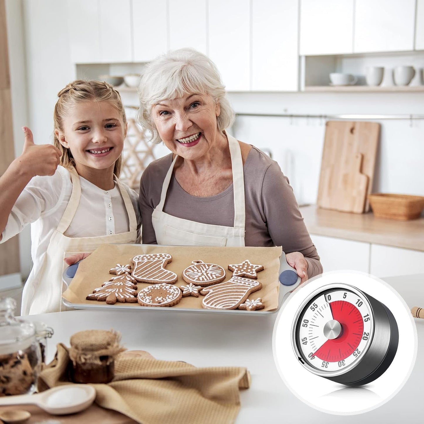 UM - Magnetic 60-Minute Visual Kitchen Timer for Kids – Loud Alarm, Stainless Steel Design, Perfect for Cooking, Baking & Study!