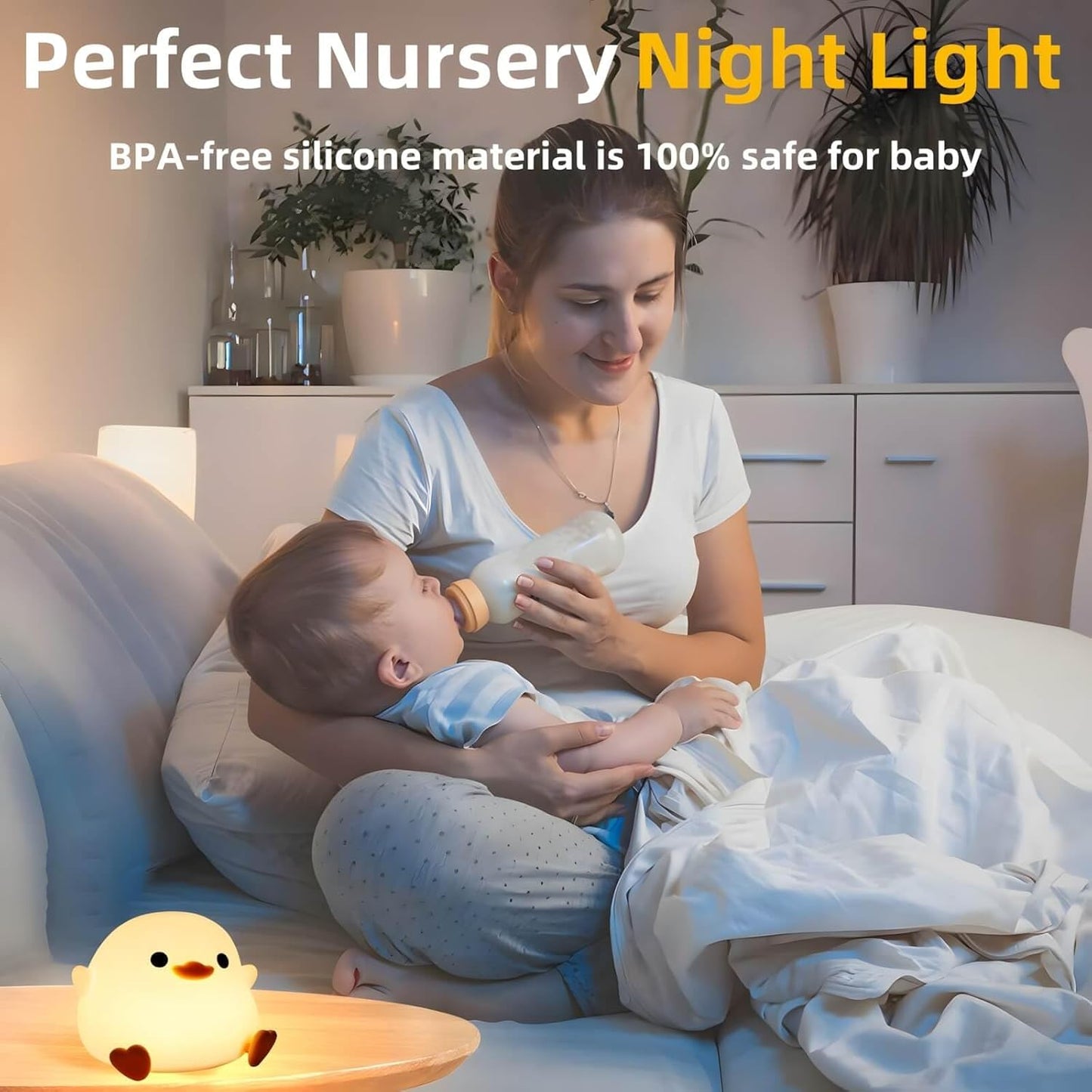 UM - Adorable Dodo Duck Night Light – Rechargeable Silicone LED Lamp with Dimmable Glow, Touch Control & 20-Minute Timer, Perfect for Bedrooms, Nurseries, and Living Rooms