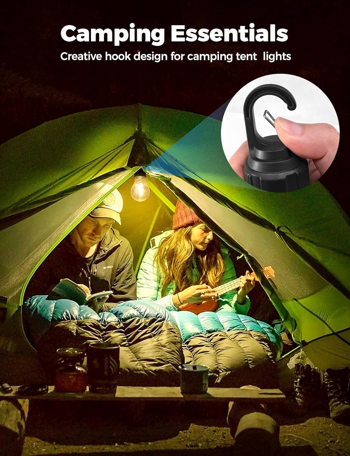 UM - Portable Rechargeable LED Camping Lantern - Waterproof Hanging Light with USB Charging, 3 Modes, Ideal for Camping, Hiking, Emergencies, Home Use & Car Repairs (Round)