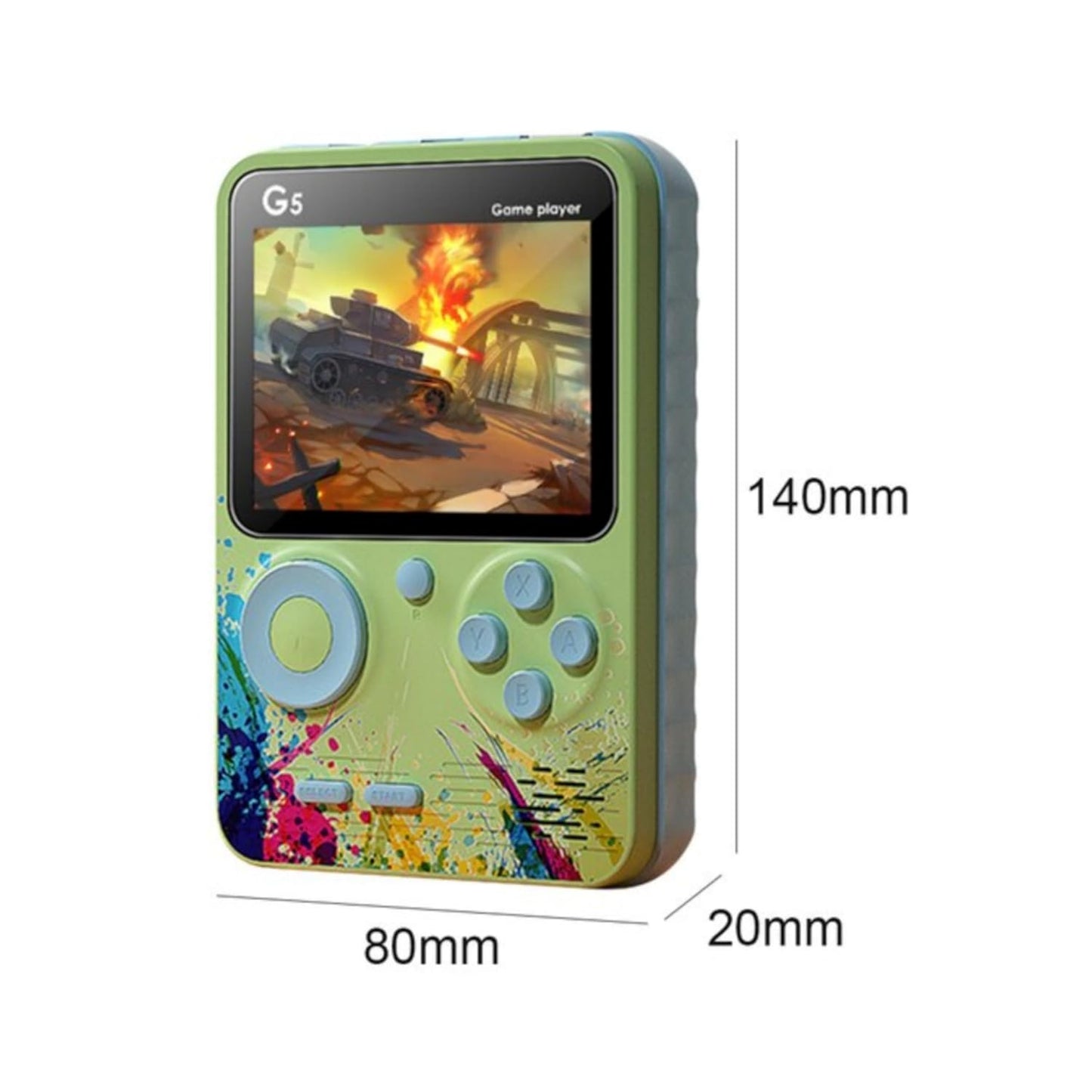 RRI - Retro G5 Handheld Game Console – 500 Classic Games in One, Single-Player Gamepad with TV Compatibility Featuring Iconic Titles like Contra, Tank, Bomber Man & More