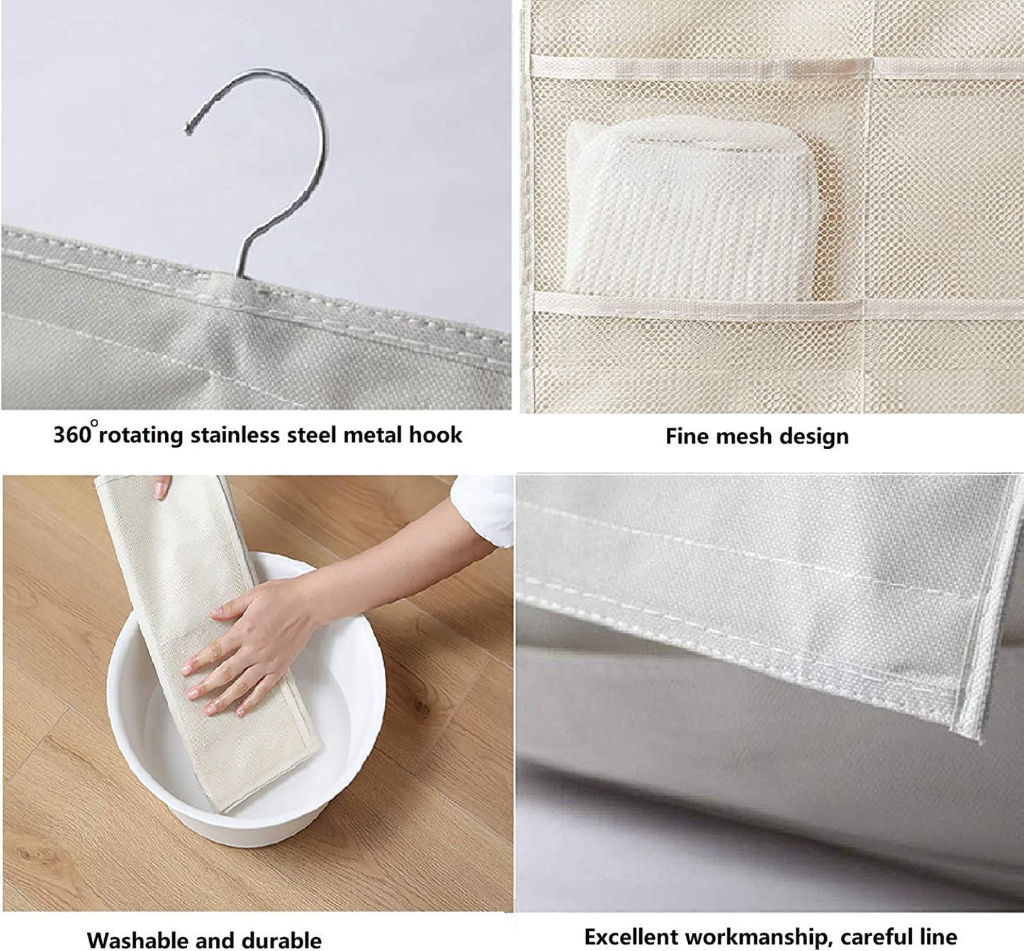 UM - Double-Sided 30-Pocket Clear Hanging Organizer for Socks, Bras, and Underwear – Space-Saving Closet Storage Rack with Non-Woven Material (1-Pack)