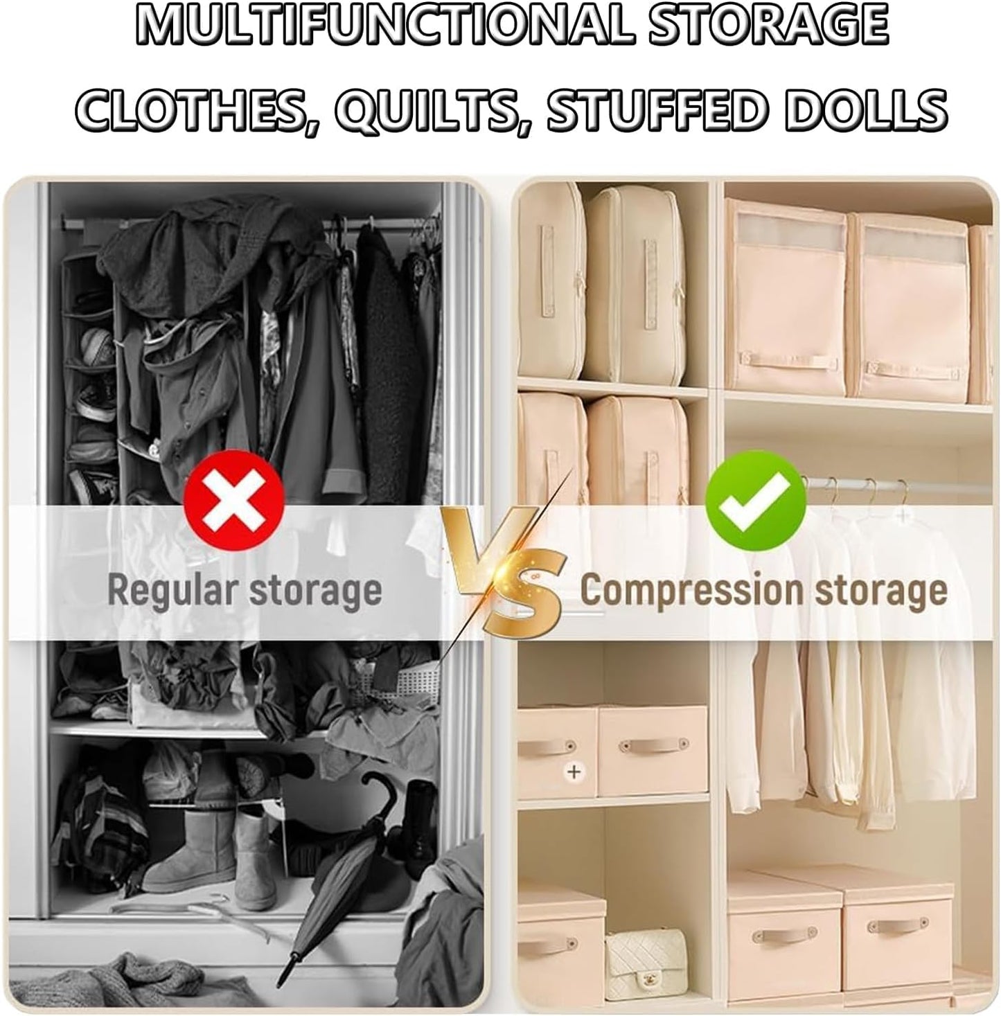 UM - Space-Saving Compression Storage Bags for Clothes & Quilts – Large Capacity Zippered Organizer for Duvet and Clothes Storage