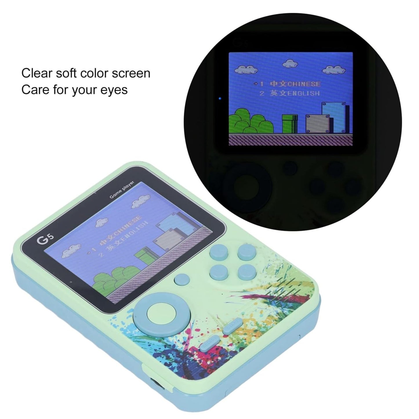 RRI - Retro G5 Handheld Game Console – 500 Classic Games in One, Single-Player Gamepad with TV Compatibility Featuring Iconic Titles like Contra, Tank, Bomber Man & More