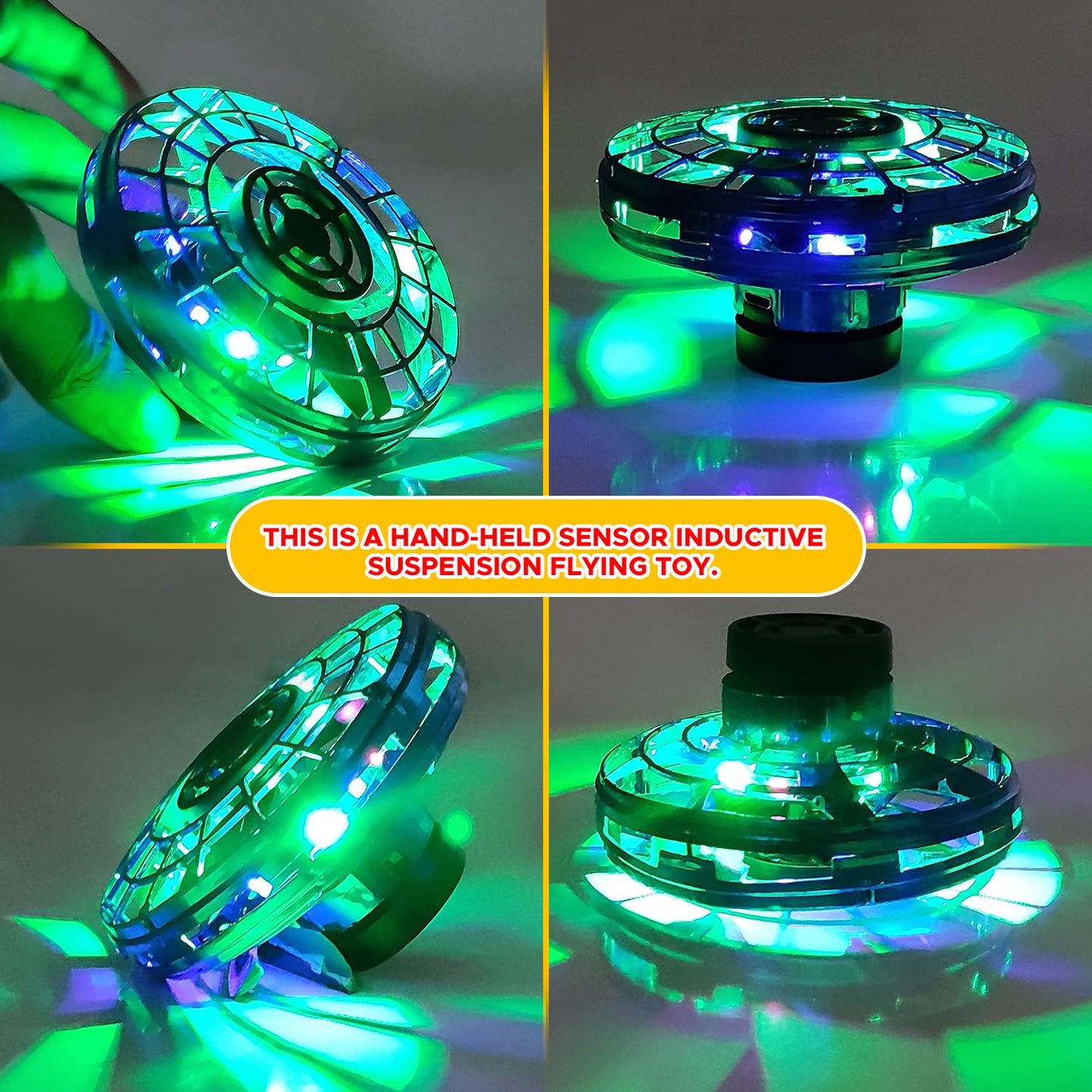 RRI - Fingertip Flying Spinner – Mini UFO Drone with Gyro Technology | Fun Decompression Toy for Adults and Kids