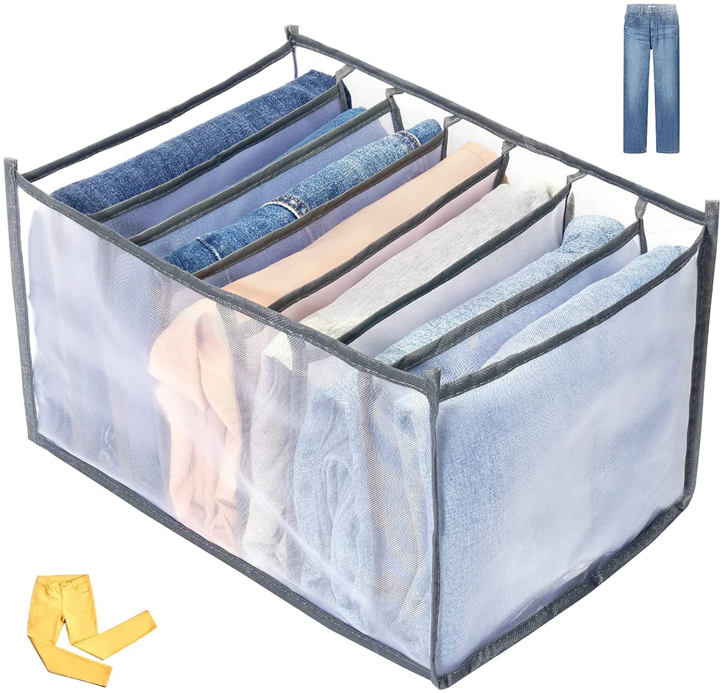 UM - 7-Grid Collapsible Wardrobe Organizer – Large-Capacity Drawer Storage Box for T-Shirts, Leggings, Skirts, and Jeans – Multipurpose Clothes Divider