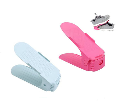 UM - Durable Double-Layer Plastic Shoe Rack Organizer – Stylish & Multicolor Design