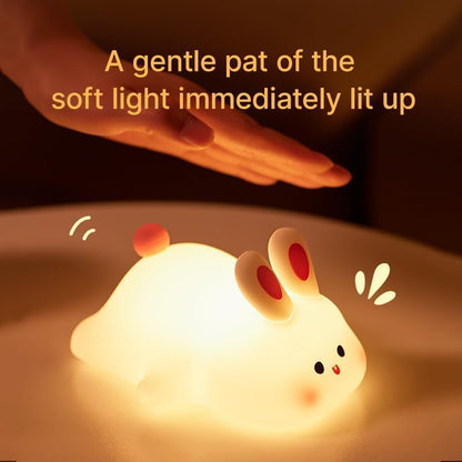 UM - Adorable Rabbit Night Light for Kids – Soft Silicone Nursery Lamp with Touch Control, USB Rechargeable Bedside Nightlight, Perfect Gift for Babies, Toddlers, Children, Teen Girls, and Women