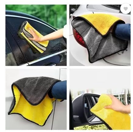 UM - Ultra-Thick 800 GSM Dual-Sided Microfiber Car Cleaning Towel – 40cm x 40cm, Lint-Free, Plush, Heavy-Duty Detailing Cloth, Multicolor (Single Pack)