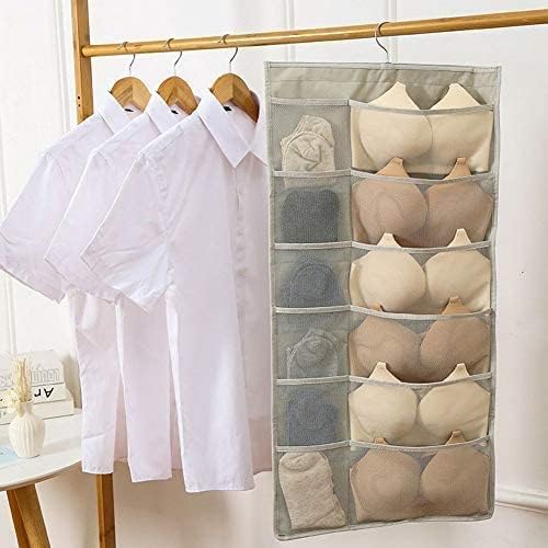 UM - Double-Sided 30-Pocket Clear Hanging Organizer for Socks, Bras, and Underwear – Space-Saving Closet Storage Rack with Non-Woven Material (1-Pack)