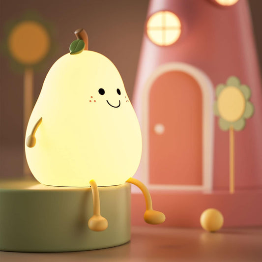 UM - Adorable Pear-Shaped Silicone Night Light for Kids – Touch Sensor, USB Rechargeable, Perfect Nursery Lamp & Gift for Babies, Toddlers, Boys & Girls – Ideal Christmas Gift