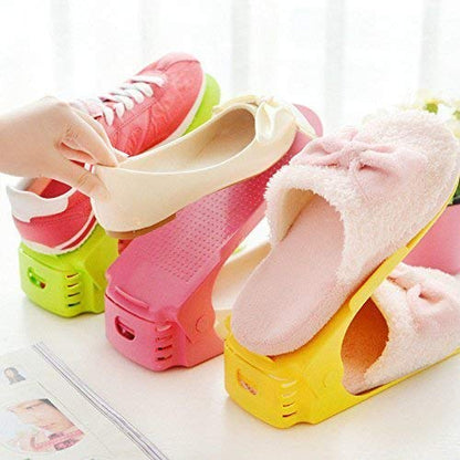 UM - Durable Double-Layer Plastic Shoe Rack Organizer – Stylish & Multicolor Design