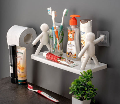 UM - Self-Adhesive Wall-Mounted Storage Rack – Stylish Bathroom Shelf for Organizing, Office Display, and Bookshelf Needs