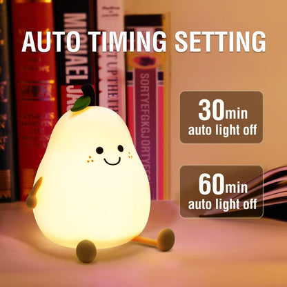 UM - Adorable Pear-Shaped Silicone Night Light for Kids – Touch Sensor, USB Rechargeable, Perfect Nursery Lamp & Gift for Babies, Toddlers, Boys & Girls – Ideal Christmas Gift