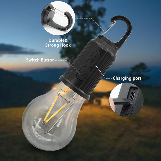 UM - Portable Rechargeable LED Camping Lantern - Waterproof Hanging Light with USB Charging, 3 Modes, Ideal for Camping, Hiking, Emergencies, Home Use & Car Repairs (Round)