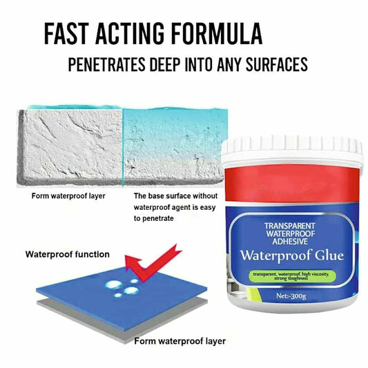 UM - 300g Crack Seal Glue with Brush – Transparent Waterproof Sealant for Roof Leakage & Cracks – Effective Roof Water Leakage Solution