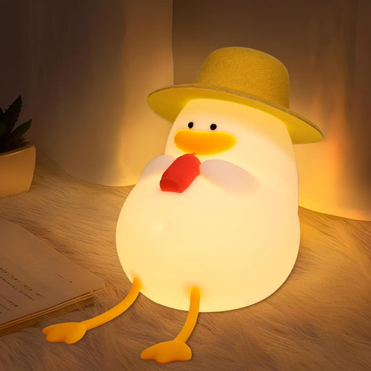 UM - Adorable Silicone Duck Night Light – USB Rechargeable & 3-Level Dimmable, Color-Changing Touch Sensor Lamp, Soft & Squishy Mini Nursery Light for Baby’s Bedroom Decor (Multicolor)