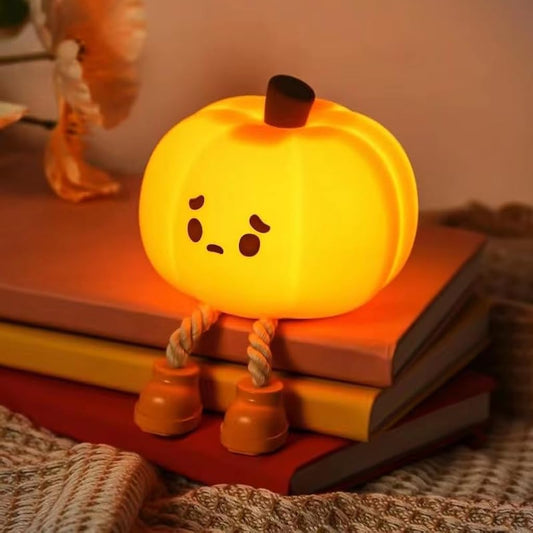 UM - Adorable Pumpkin LED Night Lamp for Kids – Dimmable Silicone Bedside Touch Light, USB Rechargeable, Perfect for Halloween Decor and Gifts for Kids & Women
