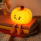 UM - Adorable Pumpkin LED Night Lamp for Kids – Dimmable Silicone Bedside Touch Light, USB Rechargeable, Perfect for Halloween Decor and Gifts for Kids & Women