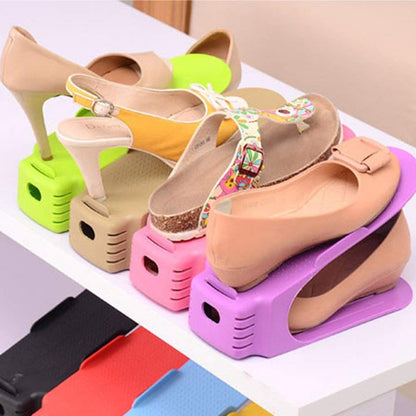 UM - Durable Double-Layer Plastic Shoe Rack Organizer – Stylish & Multicolor Design