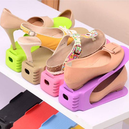 UM - Durable Double-Layer Plastic Shoe Rack Organizer – Stylish & Multicolor Design