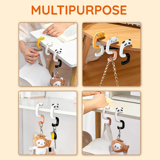 UM -Adorable Panda Foldable Purse Hook – Portable Table Handbag Hanger for Desks, Heavy-Duty Universal Holder for Bags, Backpacks, Headphones, & More – Compact Under-Desk Design