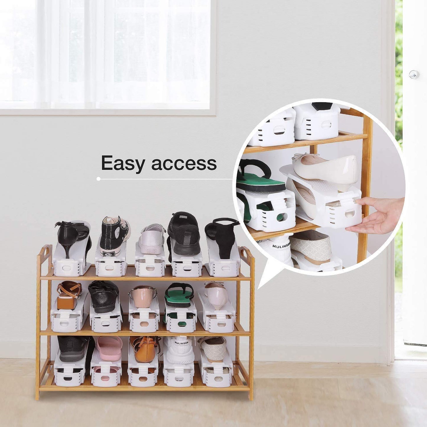UM - Durable Double-Layer Plastic Shoe Rack Organizer – Stylish & Multicolor Design