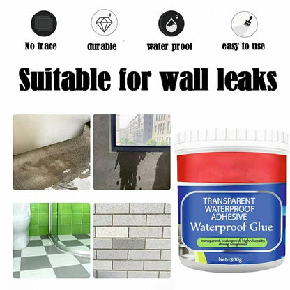 UM - 300g Crack Seal Glue with Brush – Transparent Waterproof Sealant for Roof Leakage & Cracks – Effective Roof Water Leakage Solution