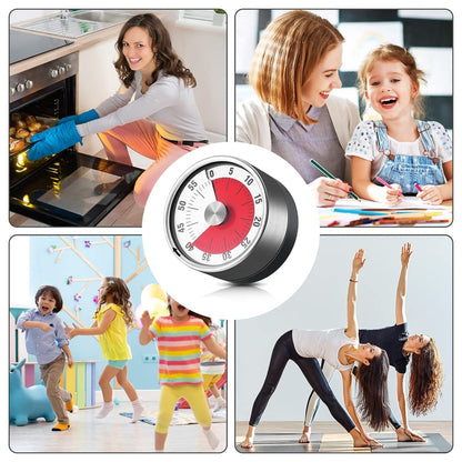 UM - Magnetic 60-Minute Visual Kitchen Timer for Kids – Loud Alarm, Stainless Steel Design, Perfect for Cooking, Baking & Study!