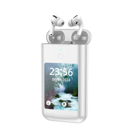 ss - AirPods with 2.8'' HD Touchscreen, 8000mAh Power Bank, ANC & ENC Noise-Cancelling Wireless Earbuds – Ultimate All-in-One Audio Solution - CT8000mah (White)